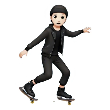  goth skater boi  ghost skating under a moon sticker