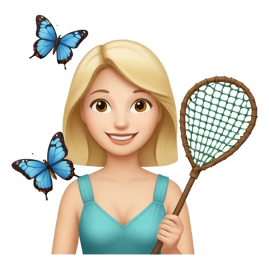woman holding butterfly net sticker