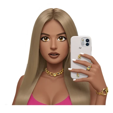 girl with phone and jewelry sticker