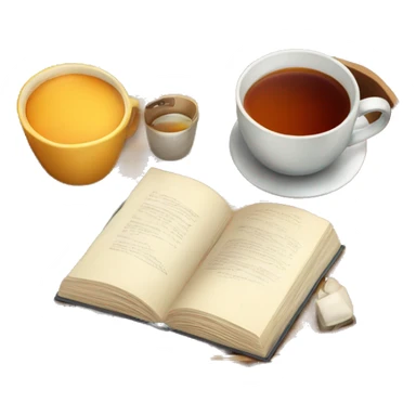 tray with book and cup of tea on it sticker