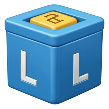 The letters L and R in a blue box 2D sticker