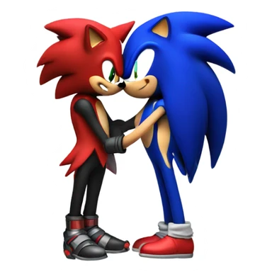 Sonic and shadow the hedgehog hugging sticker