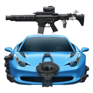 Blue Ferrari 458 with machine guns sticker