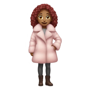 Burgundy haired girl wearing Pale pink full length fur coat sticker