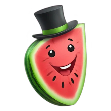 Happy Watermelon slice wearing a top hat sticker