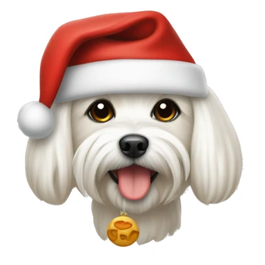 maltese with bone and santa hat sticker