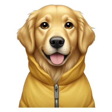 Golden retriever wearing a parka sticker