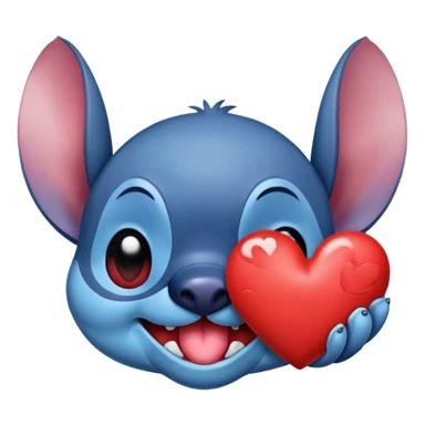 Stitch mit kuss Mund und rotem Herz sticker