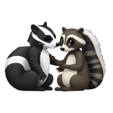 Skunk and Raccoon kissing sticker