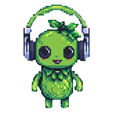 green pea wearing headphones sticker