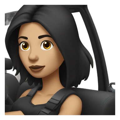 Black jeep compass driven by sexy brunette girl with black straight hair sticker