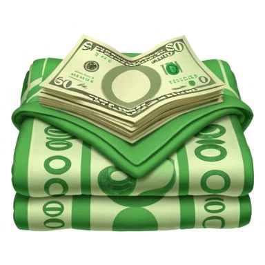 The blanket was spread wide open, and money lay beneath it. sticker