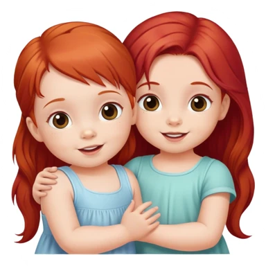 Two cute little girl babies, one with very red hair, one with slightly red hair, the babies are best friends and very happy sticker