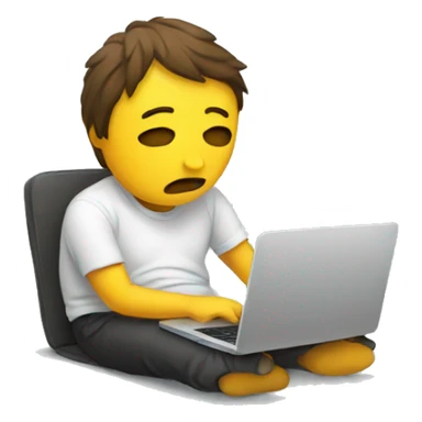 sad person with laptop sticker