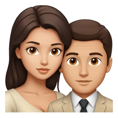 Handsome brunette man and beautiful brunette woman with light tan skin, bust portrait sticker