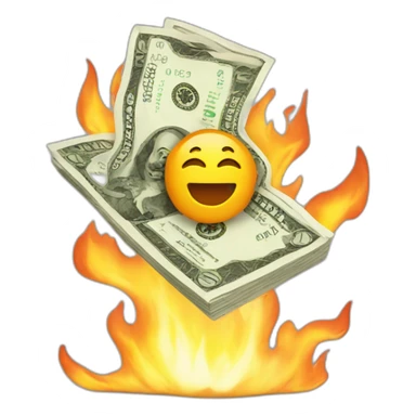 Money on fire as a emoji sticker
