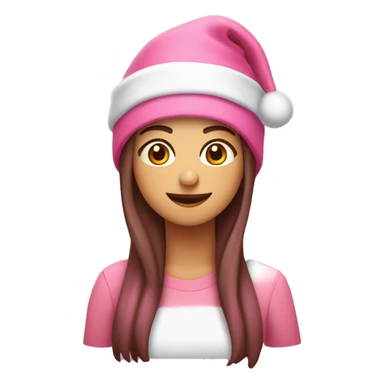 Faça uma garota morena com um gorro de Natal rosa sticker