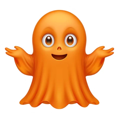 Cute orange ghost character with big adorable eyes and a small smile sticker