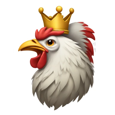 howling rooster with a crown on its head sticker