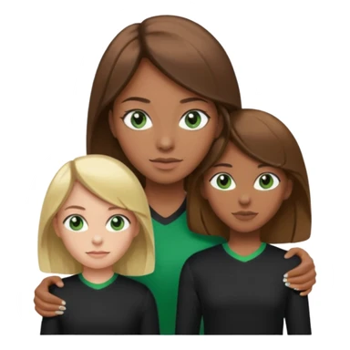 Maman cheveux marrons chemise noir et fille cheveux blond yeux verts tricot sport  sticker