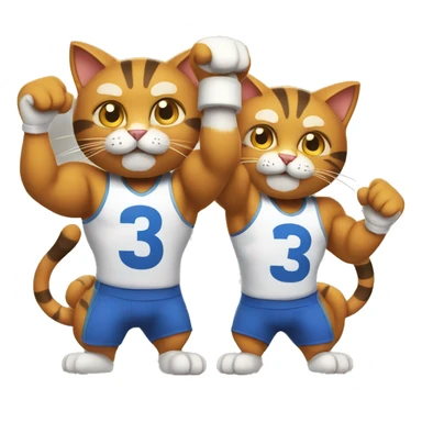 two muscular cats holding up the number 13 sticker