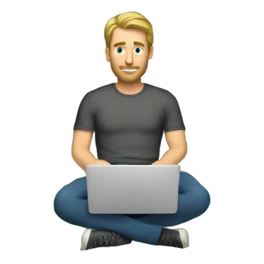 Caucasian Man sitting on a throne of money with a laptop sticker