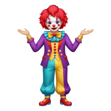 Clown – Bright makeup, red nose, colorful wig, exaggerated smile, full body sticker