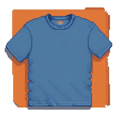 blue tee shirt, folded neatly sticker