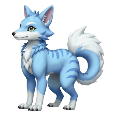 smooth soft pastel modern anthro furry vernid-trico-Protogen-Primagen-WereGarurumon-hybrid fursona by Falvie, LiLaiRa, AngieWolf sticker