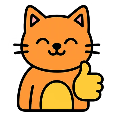colored outlined icon of a cat giving a thumbs up sticker