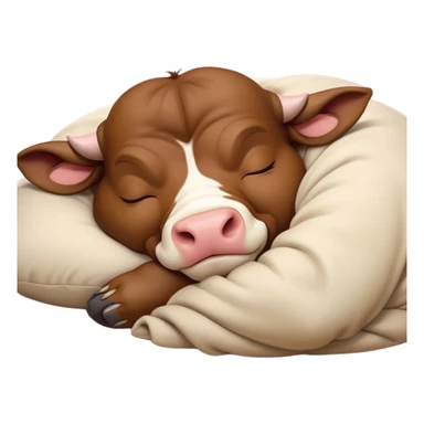 meme-worthy-cute-sleeping-domestic-bull-portrait-emoji,-head-resting-peacefully-with-a-contented-smile,-showcasing-a-robust,-muscular-build-and-a-luxuriously-soft-coat,-eyes-gently-closed-in-serene,-restful-slumber,-simplified,-solid-brown sticker