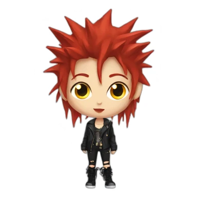 punk girl with spiky red hair devil horns gold eyes sticker
