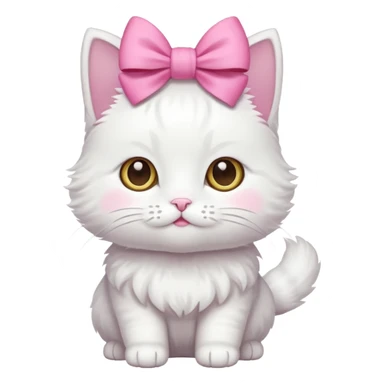 White little cat with pink bow sticker