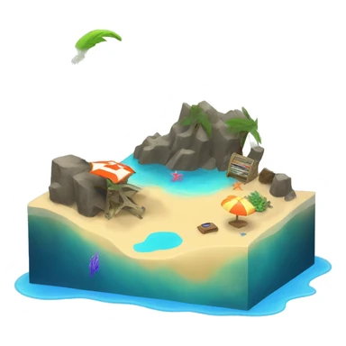 beach landscape on cube aquarium 4 fish sticker