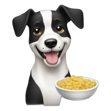 perro bodeguero blanco y negro comiendo sticker