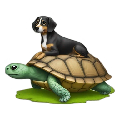 un chien sur une tortue sticker