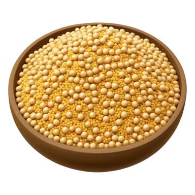 loose scatter or mound of couscous, medium-grain, pale golden, uniform beads, fine and distinct, matte, sandy, dry uncooked, soft lighting, emoji scale sticker