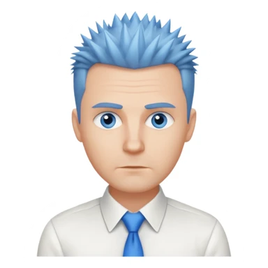 40 yr old white man short spike hair white dress shirt blue eyes no smile sticker