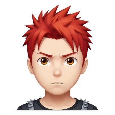 Anime boy with spiky red hair and determined expression sticker