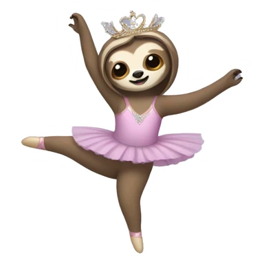 Sloth with a leotard, tutu, ballet shoes, and tiara sticker