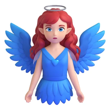 diabolical girl with wings, red hair, blue eyes, dark aura sticker