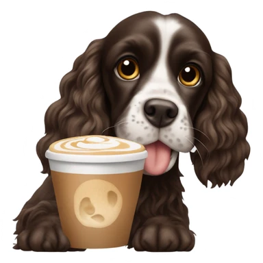 Black cocker spaniel drinking capucino sticker