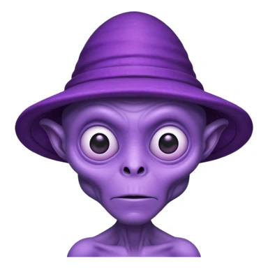 Purple alien with weird alien hat. Strong old face. sticker