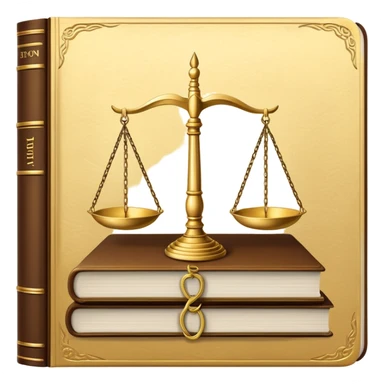 law textbook, thick book with scales of justice on the cover sticker