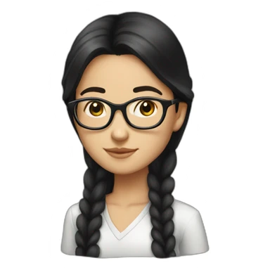 Medium long hair, black hair, glasses, straight hair,Maiden, lovely. sticker