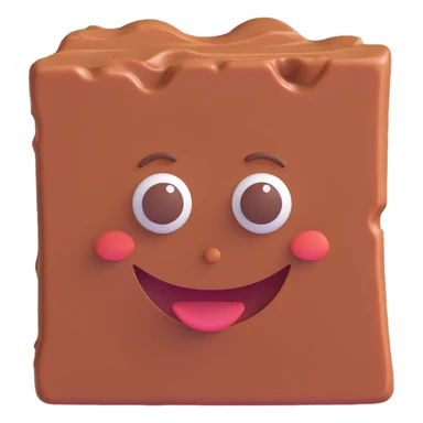 a piece of brown fudge smiling, simple and cute sticker