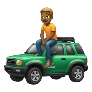 man sitting on top of car sticker