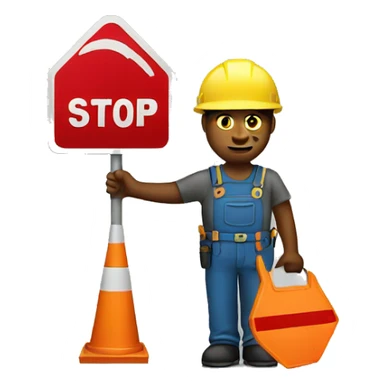 Construction worker stop sign sticker