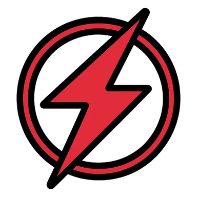 red Flash symbol, stylized lightning bolt, minimal and bold, transparent background sticker
