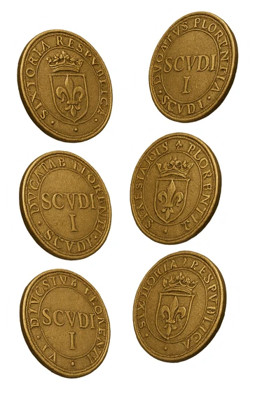 6 scudi realistici in 3d fluttuano in aria, iperrealistico 4k sticker